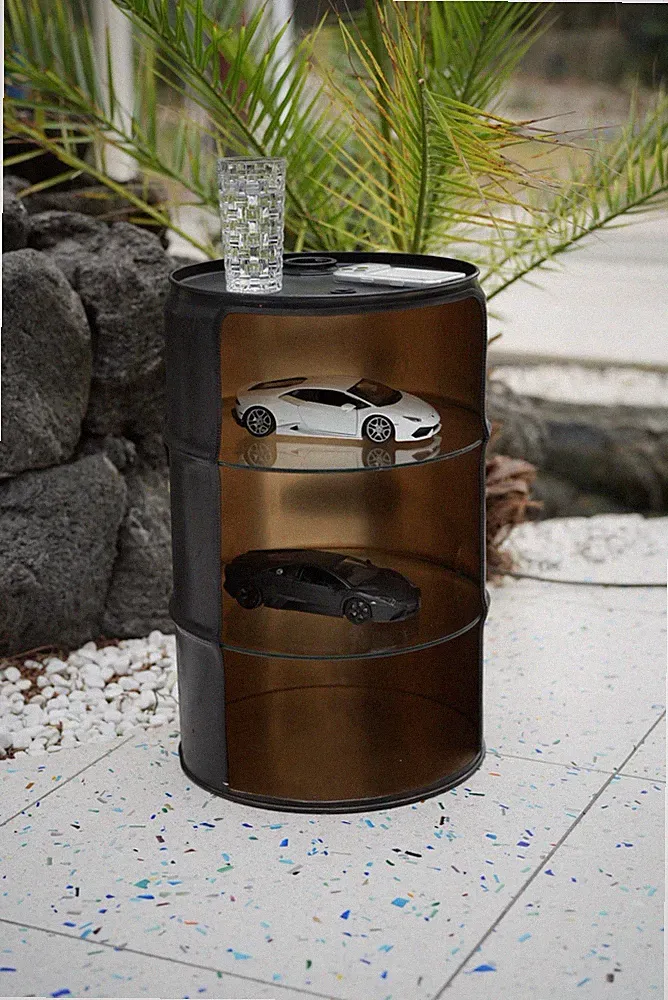 Beistelltisch Fass Vitrine Retro Wohnzimmertisch Nachtkästchen Sofatisch NEU 60l