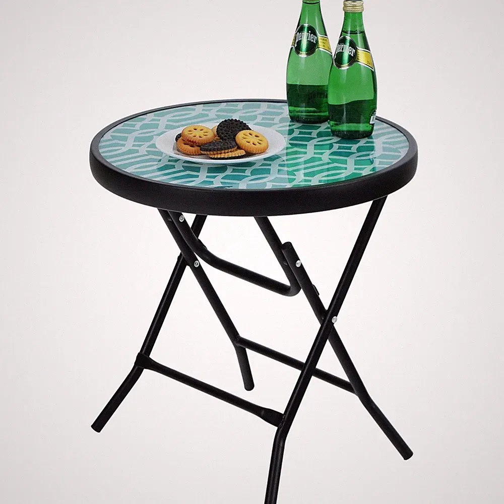 Beistelltisch Gartentisch Klapptisch Balkon Couchtisch klein wetterfest glas...