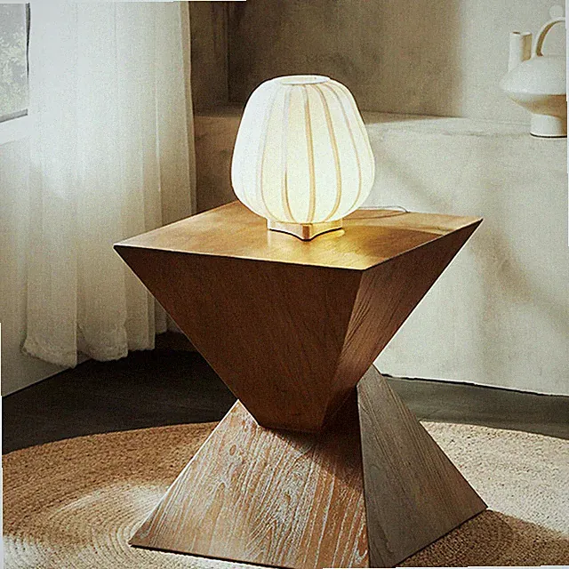 Beistelltisch geometrisches Design Couchtisch Nachttisch Holz Muster Sofatisch