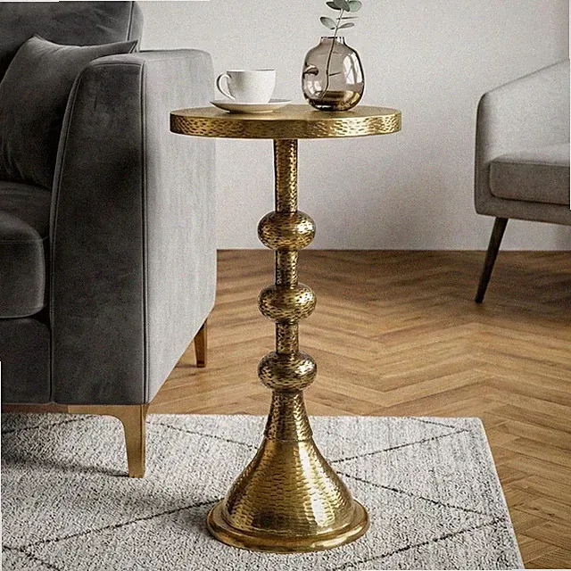 Beistelltisch Gold 30cm Anstelltisch Metall Dekotisch Aluminium Alu Sofatisch