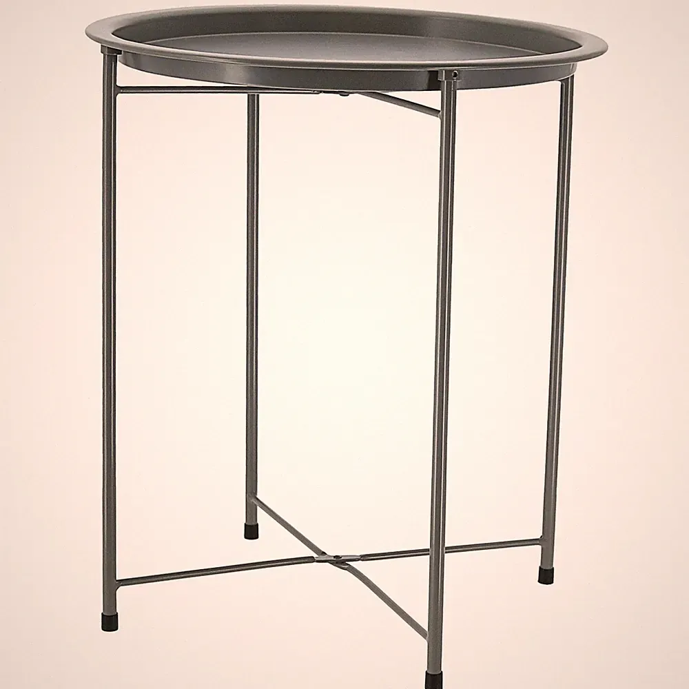 Beistelltisch Grau Metall Ø37x42,5 Tisch Couchtisch Wohnzimmertisch Rund Ablage