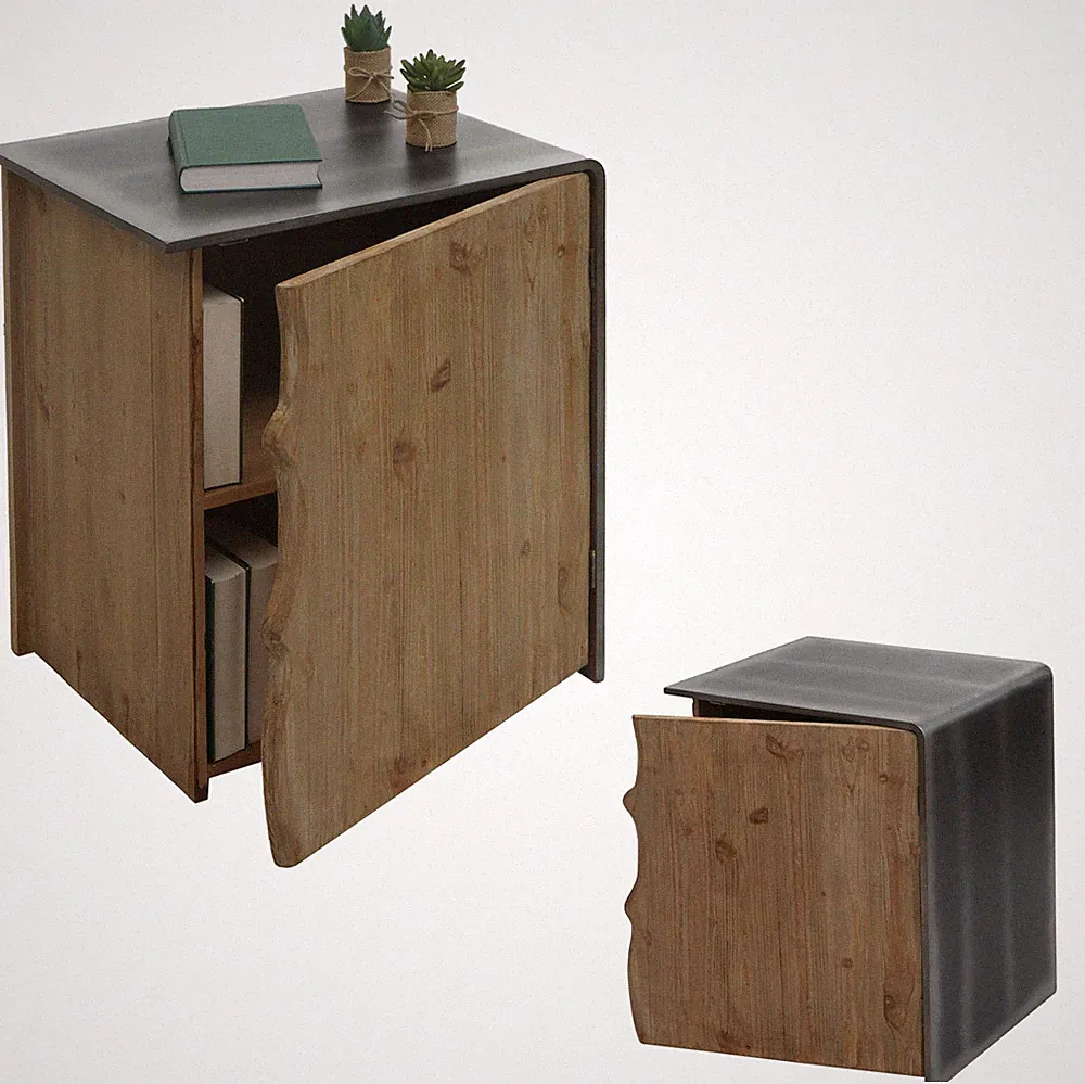 Beistelltisch HWC-L76, Kommode Nachttisch Schrank, Industrial Holz 60x50x40cm