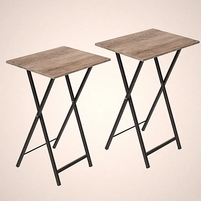 Beistelltisch Klappbar 2er Set Industriestil Snack Sofatisch Greige Schwarz