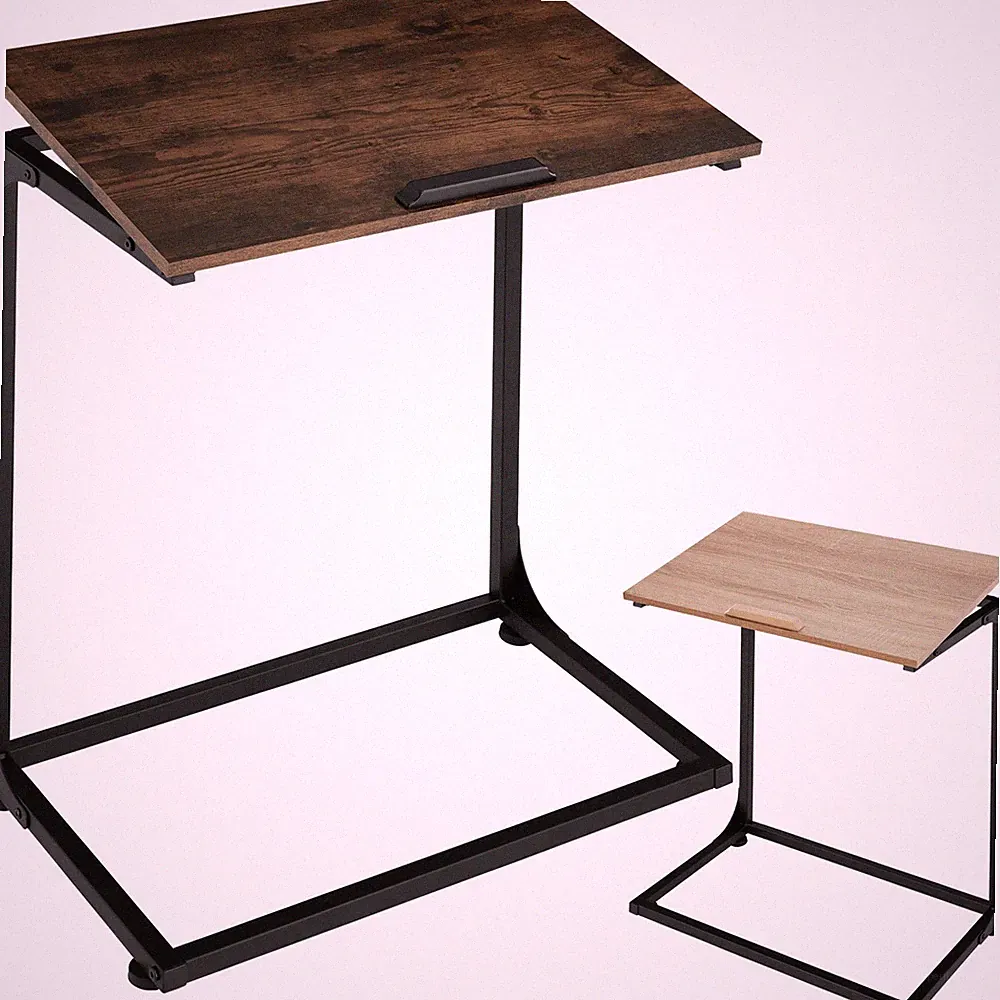 Beistelltisch Laptoptisch Sofa Couch Tisch C-Form neigbar Holz Metall Industrie