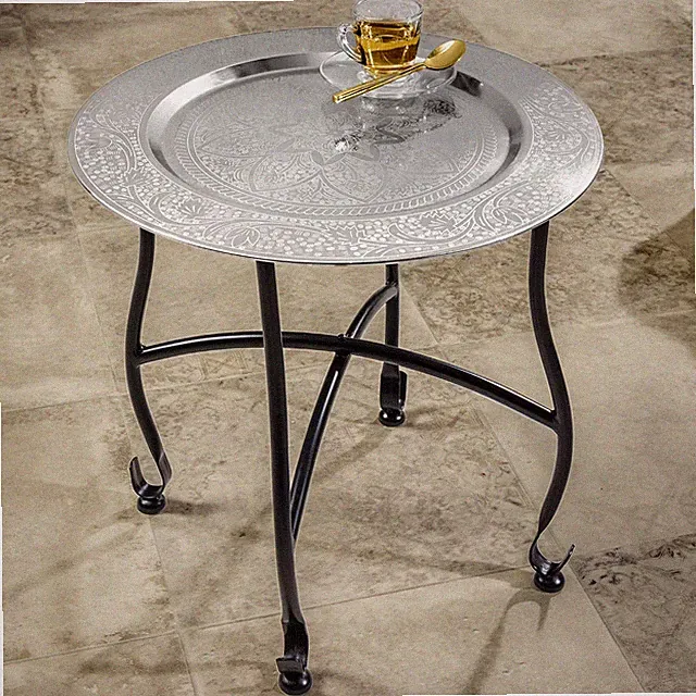 Beistelltisch MARRAKESCH - 40cm - silber - Teetisch abnehmbares Tablett klappbar