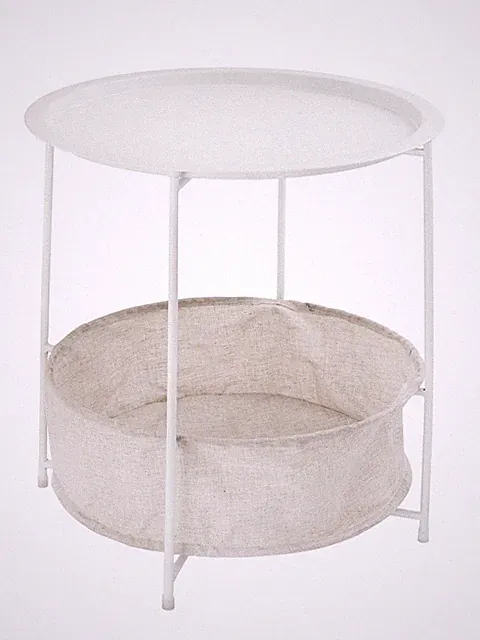 Beistelltisch Metall + Ablagefach Gartentisch Balkon Tisch Terasse Ø 47 H 51