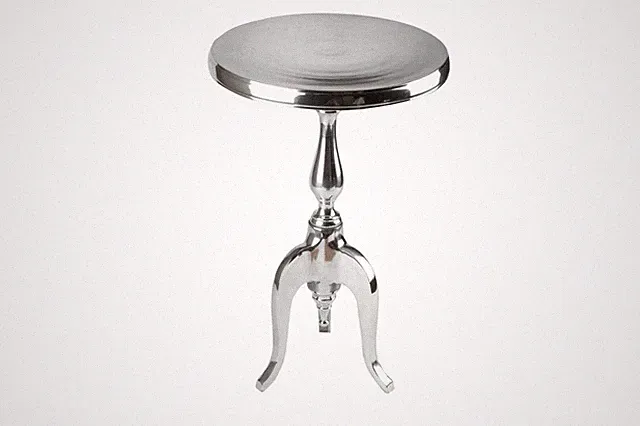 Beistelltisch Metall rund Ø 35 cm H: 55 cm Barock Design Silber Dreibein Tisch