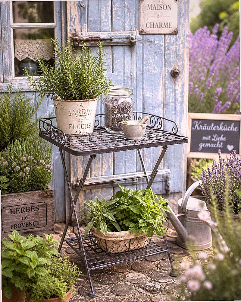 🌿 Beistelltisch Metall Vintage Landhausstil grau Shabby Chic Pflanztisch hochwe