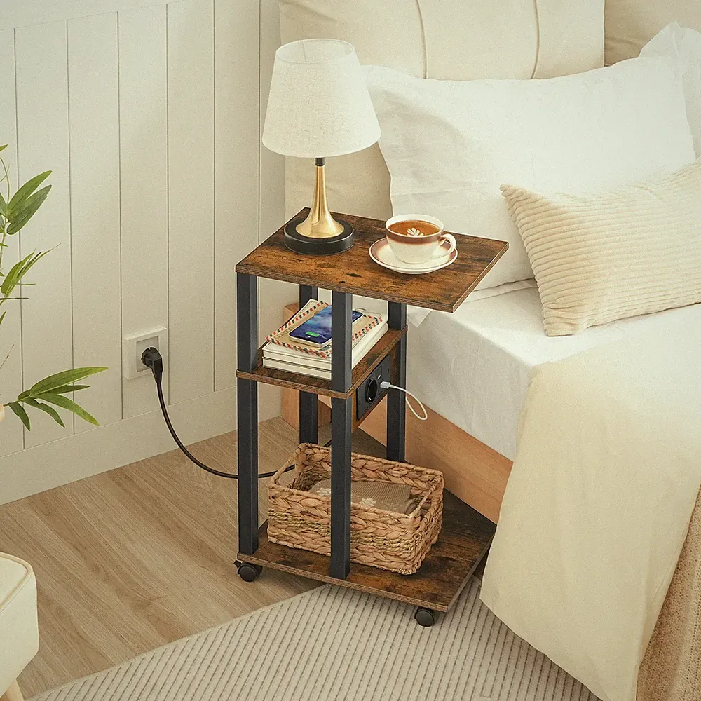 Beistelltisch mit Ladestation Sofatisch Couchtisch für kleine Räume Nachttisch