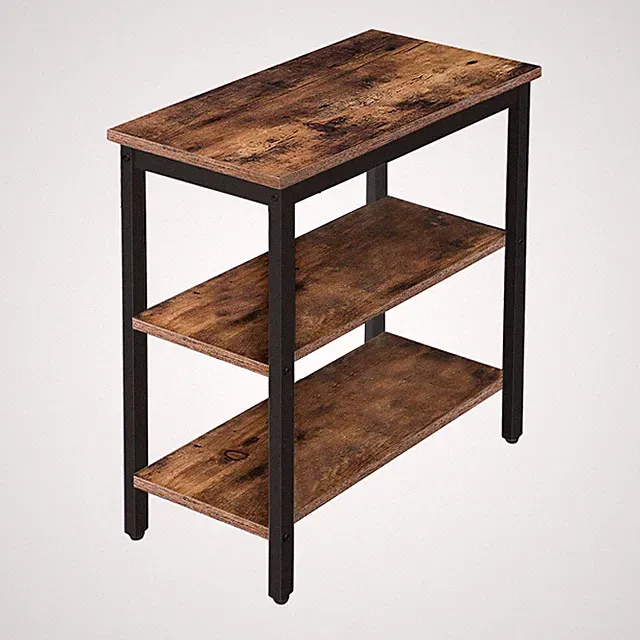 Beistelltisch, Nachttisch mit 3 Ablage, Sofatisch Industriestil, Nachtschrank...
