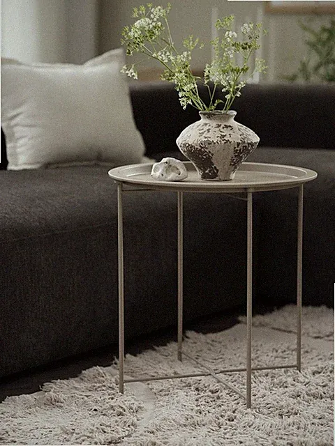 Beistelltisch Ø47 sand dunkel beige Tisch Nachtisch Couchtisch Dekotisch