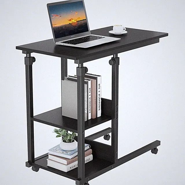 Beistelltisch Rollen Höhenverstellbar LaptopSchreibtisch Holz Schwarz Modern