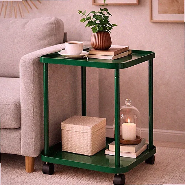 Beistelltisch Rolltisch Kaffeetisch 49x38x38cm 3 Farben Metall Rollen Wohnzimmer