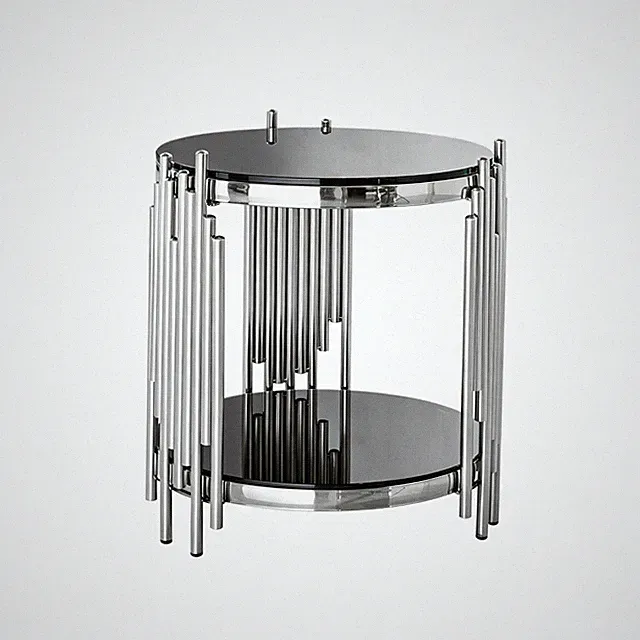 Beistelltisch Rund Ø45cm Silber Chrom Glas Modern Couchtisch Wohnzimmer Balkon