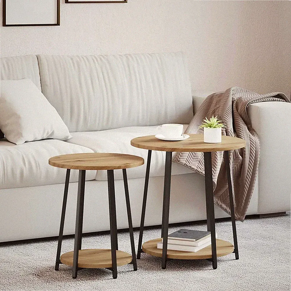 Beistelltisch-Set mit Regal 2 pcs Wohnzimmer Möbel Indoor-Tisch vidaXL