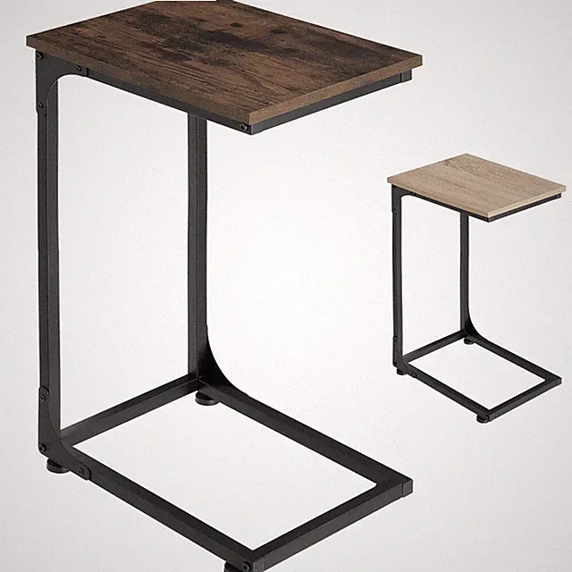 Beistelltisch Sofatisch Kaffee Couch Tisch C-Form Holz Metall Industrie schwarz