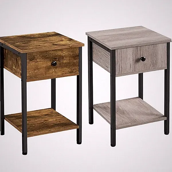Beistelltisch Sofatisch Nachtkommode mit Schublade und Ablage Industriestil holz