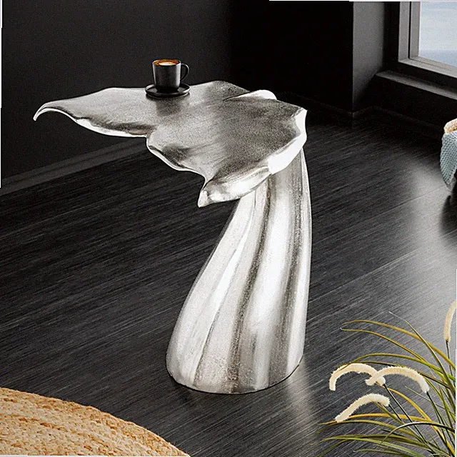 Beistelltisch WILDLIFE Walflosse - 60cm - silber - Metall - Skulptur - handmade