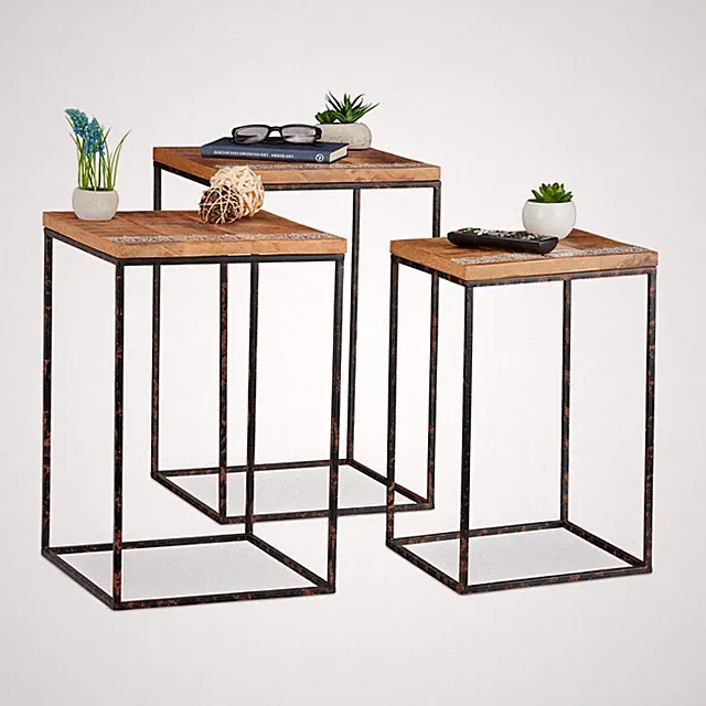 Beistelltisch Wohnzimmertisch Couchtisch Dekotisch Satztisch Mangoholz 3er Set