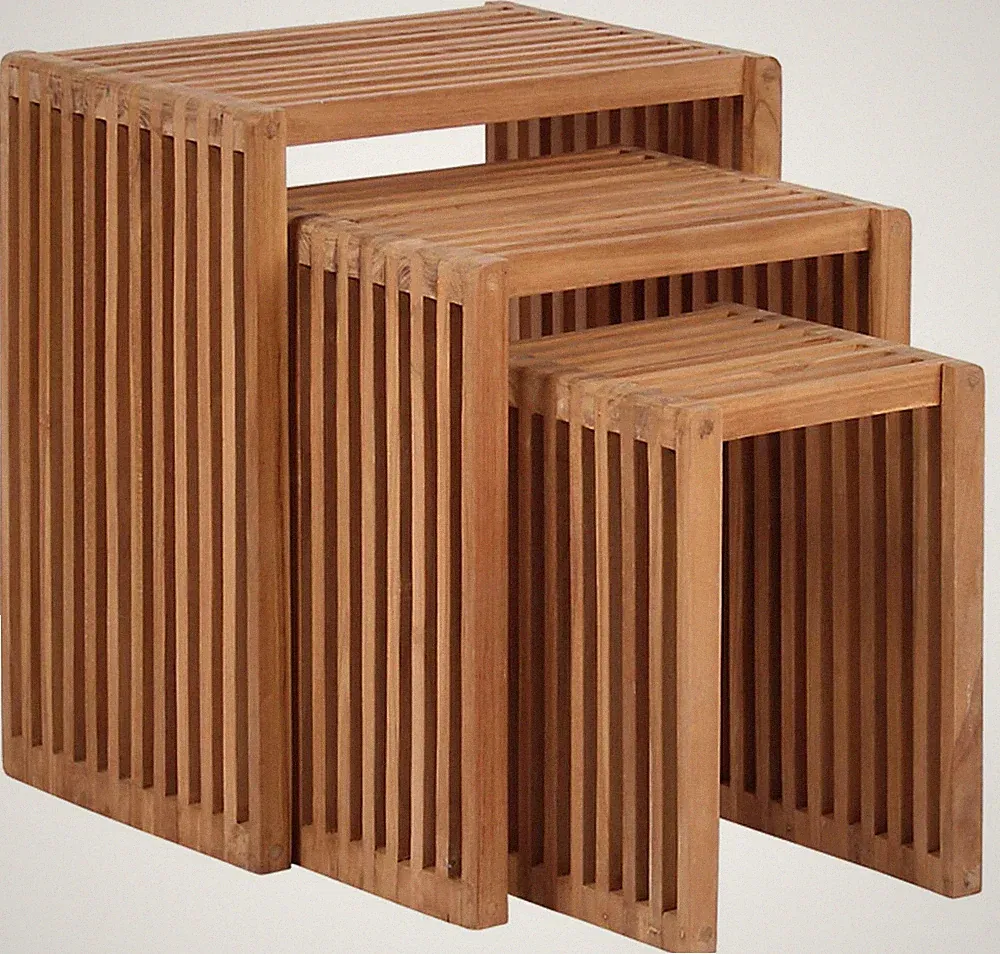 Beistelltische 3er Set Teak Terrasse Garten Balkontisch Kaffeetisch Gartentisch
