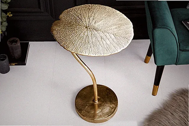 Beistelltische LEAF 42cm in gold oder silber Blatt Design Ablage Sofatisch Tisch