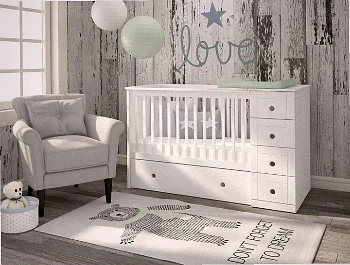 Bellamy Babyzimmer Kinderbett Babybett Gitterbett weiß Möbel Paso Doble