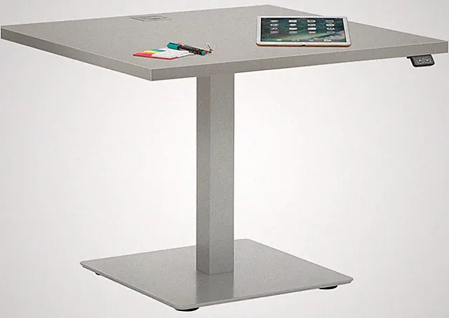 Besprechungstisch Höhe elektrisch verstellbar Grau Alu Silber H 62,5 – 127 cm