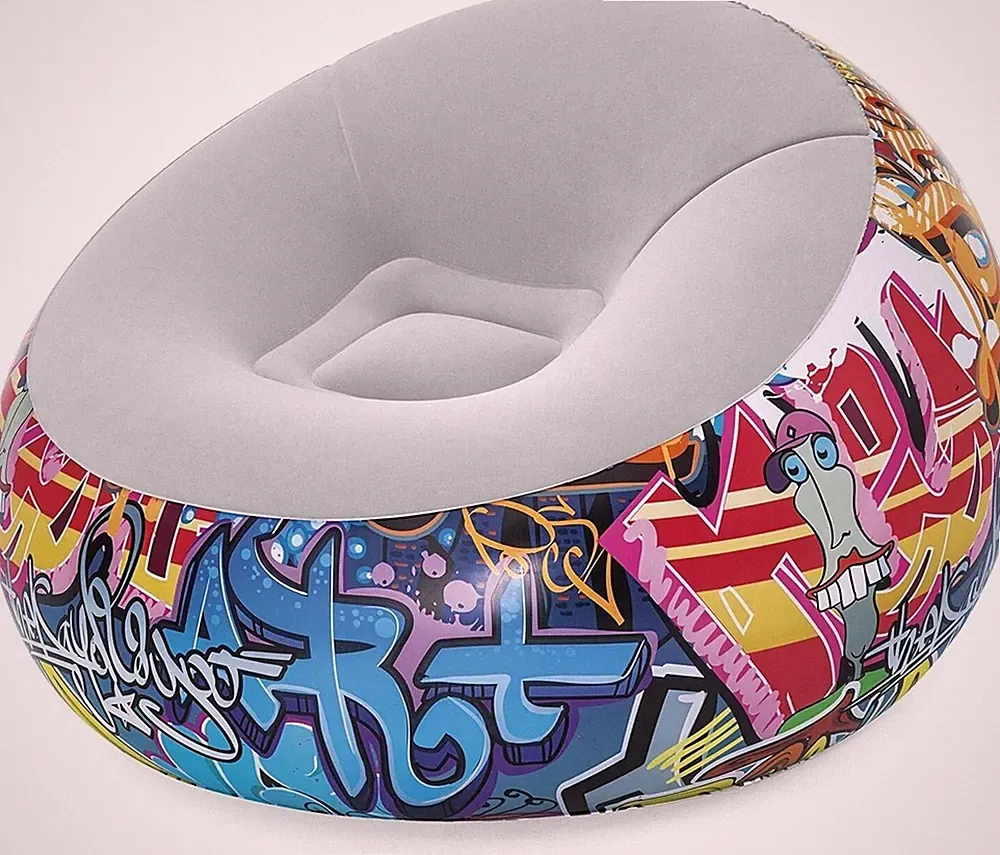 Bestway Graffiti-Luftsessel, Bunt, 112 x 112 x 66 Aufblasbar Sitzsack 100kg