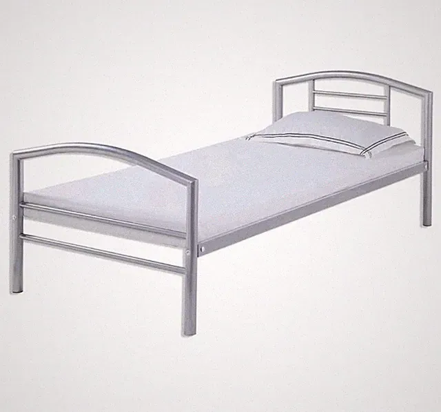 Bett 90x200 Metall Silber Gebraucht + Basic Matratze Neu Leichte Gebrauchsspuren