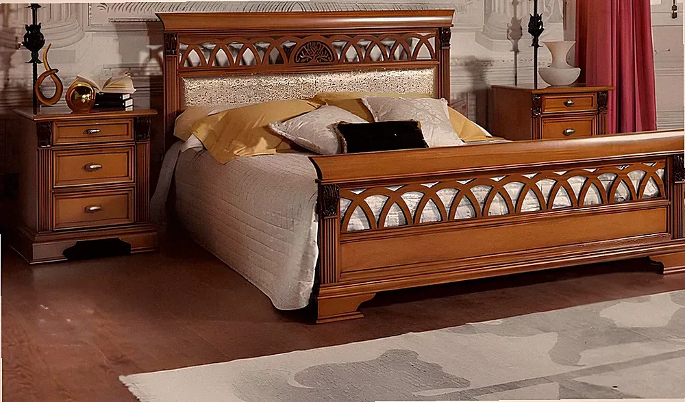 Bett Doppel Hotel Antik Betten 2x Nachttisch Schlafzimmer 3tlg Barock Rokoko