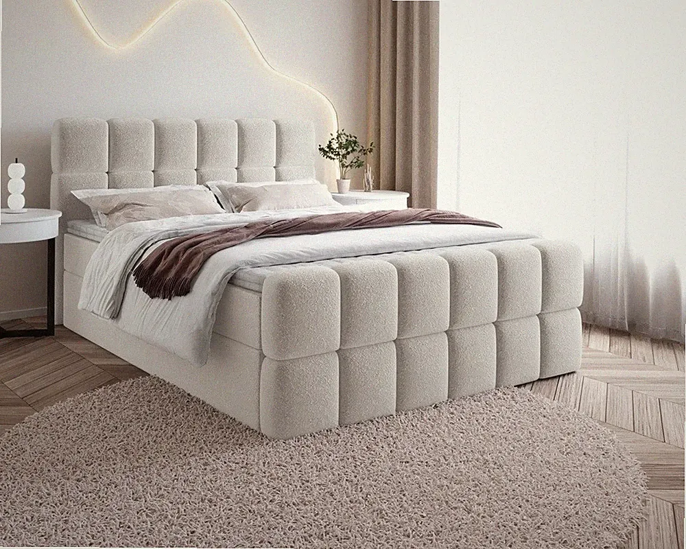 Bett Doppelbett Boxspringbett SELA mit Bonell-Matratze + 2 Bettkästen