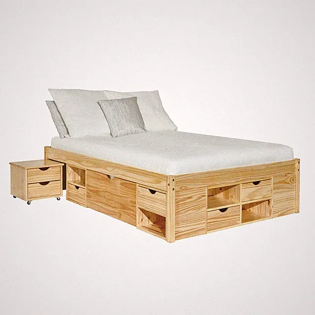 Bett Funktionsbett Jugendbett Claas 140 x 200 Kiefer massiv natur lackiert