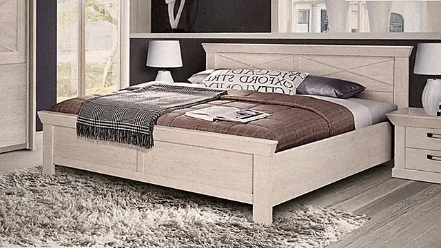 Bett Kashmir Schlafzimmerbett Doppelbett in Pinie weiß 180x200 cm