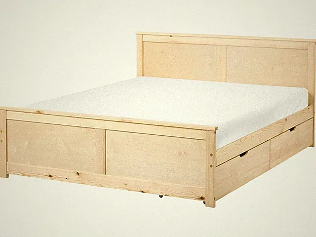Bett mit 2 Schubladen Kiefernholz hellbraun 140 x 200 cm inkl. Stauraum Dauphin