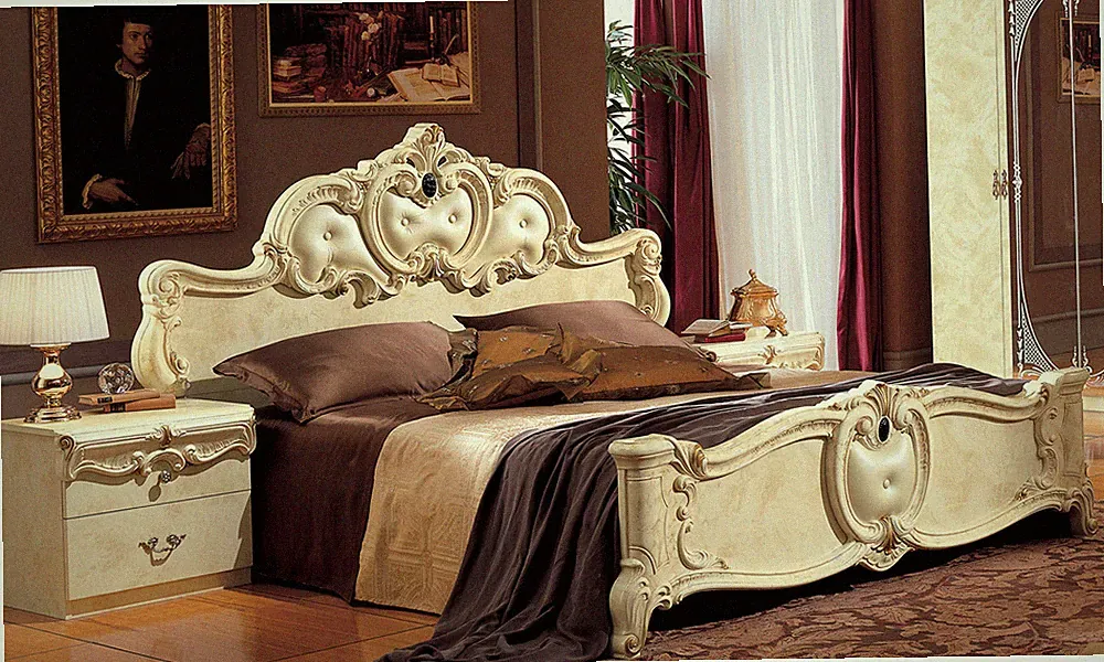 Bett Mit Nachttischen Barock Beige Hochglanz Klassische Italienische Stilmöbel