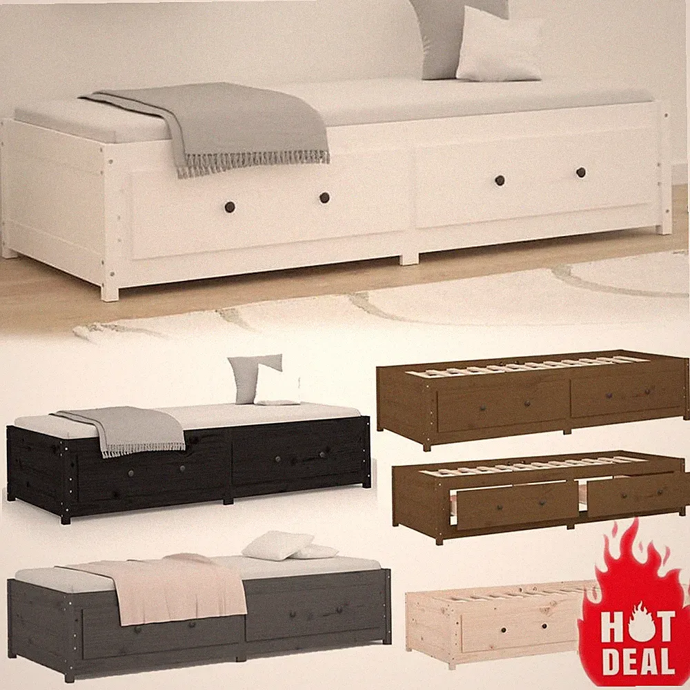 Bett mit Stauraum Jugendbett Tagesbett Bett mit Ziehbett Tandemliege 90x200