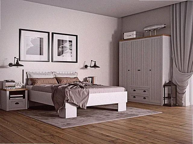 Bett Nachttisch Kleiderschrank 4tlg Schlafzimmer Set Design Artdeco Landhaus