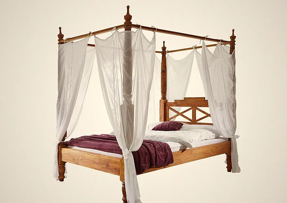 Bett NATURE BROWN #530 Himmelbett Doppelbett Sheesham Palisander 140x224x200cm