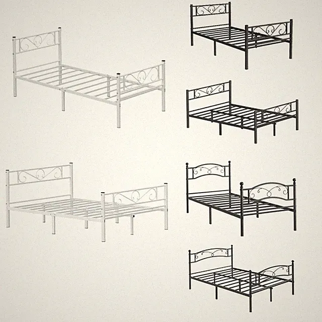 Bettgestell aus Metall Bettrahmen Gästebett mehrere Größen schwarz/weiß