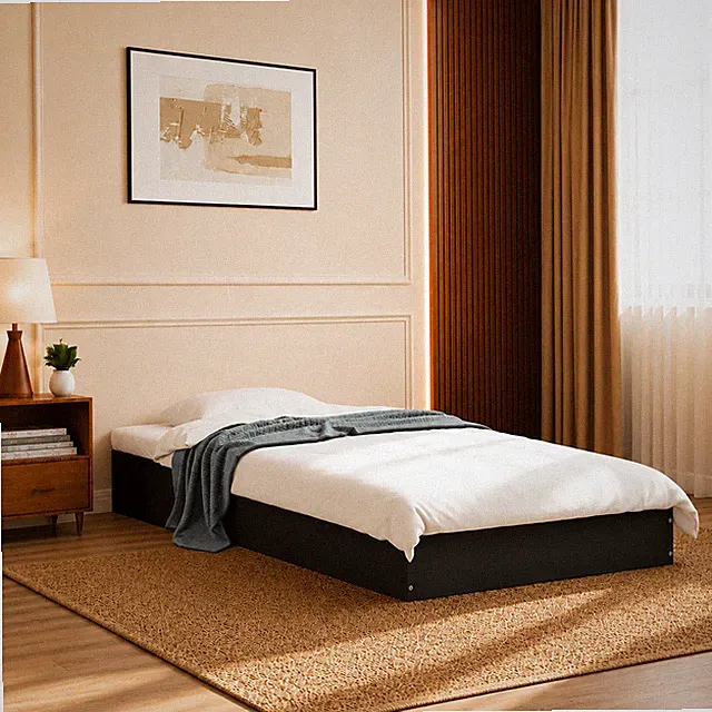 Bettgestell Einzelbett Schlafzimmer Bettrahmen Schwarz | 75 x 190 cm