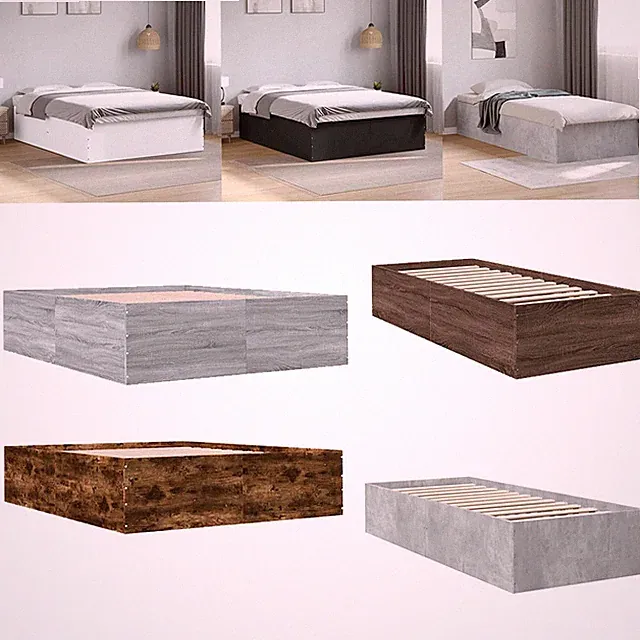 Bettgestell Holzbett mit Lattenrost Einzelbett Doppelbett Holzwerkstoff