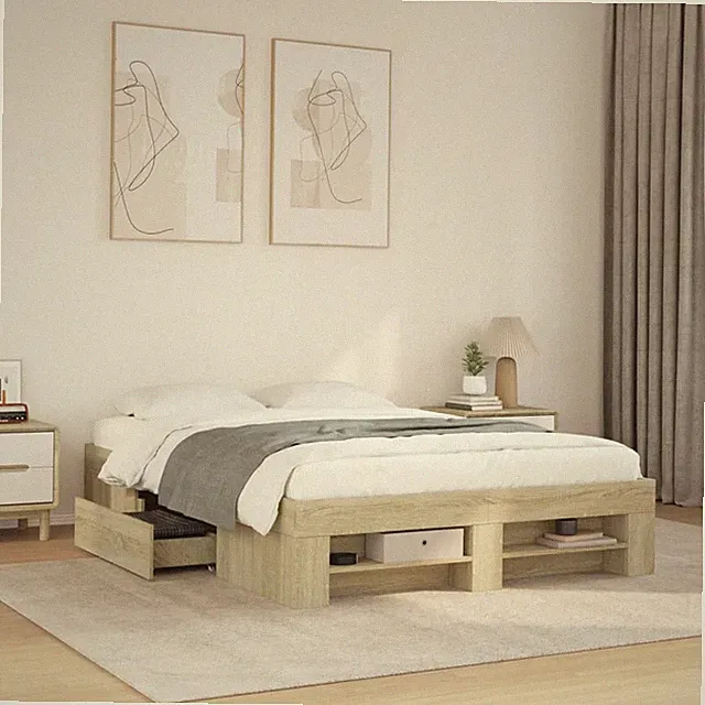 Bettgestell mit Lattenrost Schlafzimmerbett Bett Bettrahmen Holzwerkstoff vidaXL
