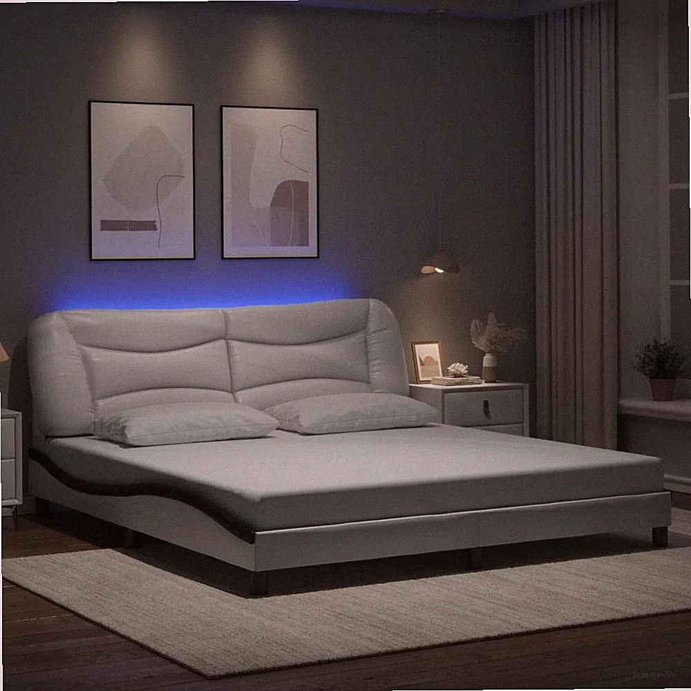 Bettgestell mit LED Bett Polsterbett Bettrahmen Lattenrost Kunstleder vidaXL