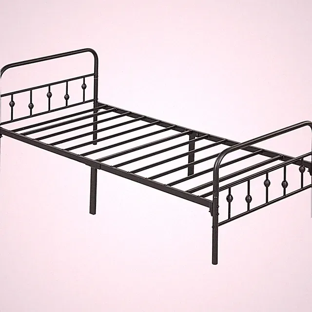 Bettrahmen für Matratze 200 x 90 cm, klappbar Bettgestell, Metallbett Schwarz