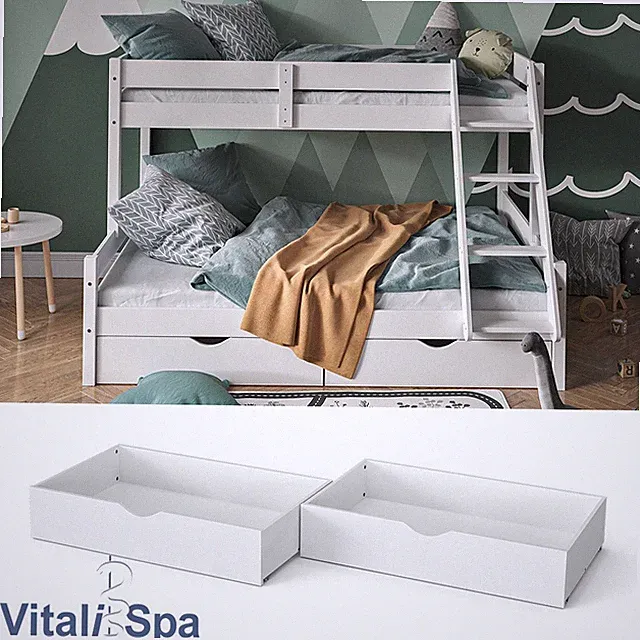 Bettschublade Schubladenbett Aufbewahrung Everest Weiß 98x20 modern Vicco