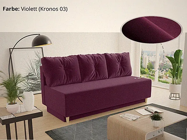 Bettsofa Mico - Sofa mit Schlaffunktion, Velours, Bonell-Ferderkern, mit Bettkas