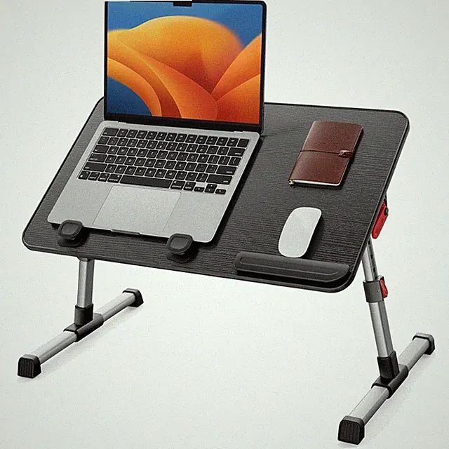 Betttisch höhenverstellbar, klappbar, Laptoptisch, Couch, Holz, Schwarz