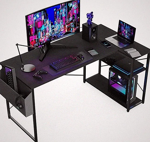 BEXEVUE L-förmiger Schreib-Tisch – 120x70 cm Gaming Tisch mit Ablagefächer, PC