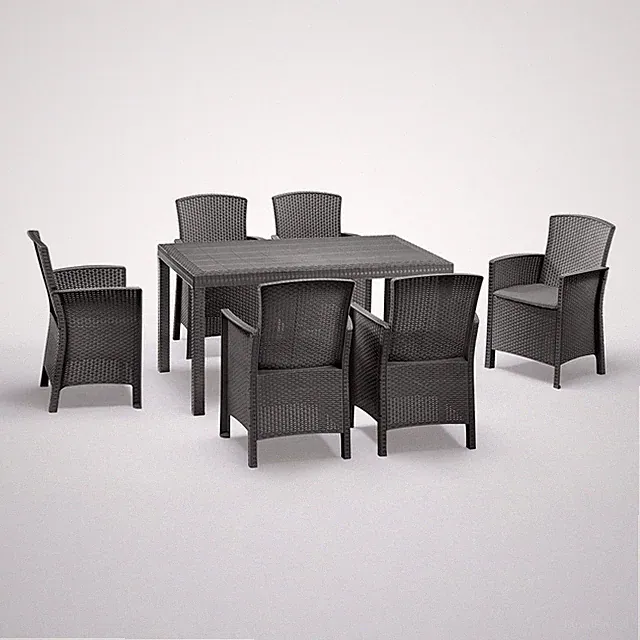 BICA Diningset 7 tlg. Lido, 6 Sessel inkl Sitzkissen, Tisch Houston, Graphite