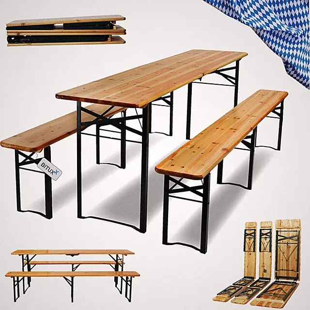 Bierbankgarnitur Bierzeltgarnitur Festzeltgarnitur Klappbar 216cm Bituxx